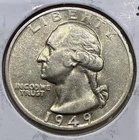 1949-D Washington Quarter Silver 25C Coin - AU Detail (U36)