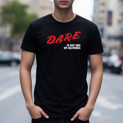 DARE To Keep Kids off Cellphones T-Shirt - Retro Funny D.A.R.E. Parody Tee S-2XL