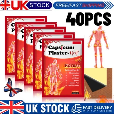 40Pcs Capsicum Plaster Hot Pain Relieving Patch Muscle Strain Pain Back Pain