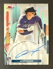 ks 2025 Topps Finest Aaron Schunk On Card Auto Refractor RC Colorado Rockies