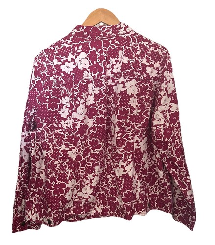 Jessica London Women's 24W Fuschia & White Floral Denim Jacket with Four Pockets - Picture 6 of 14