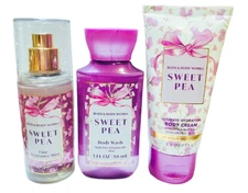 Bath & Body Works 3 Pc SWEET PEA Mist Wash Cream Travel Size FREE SHIP