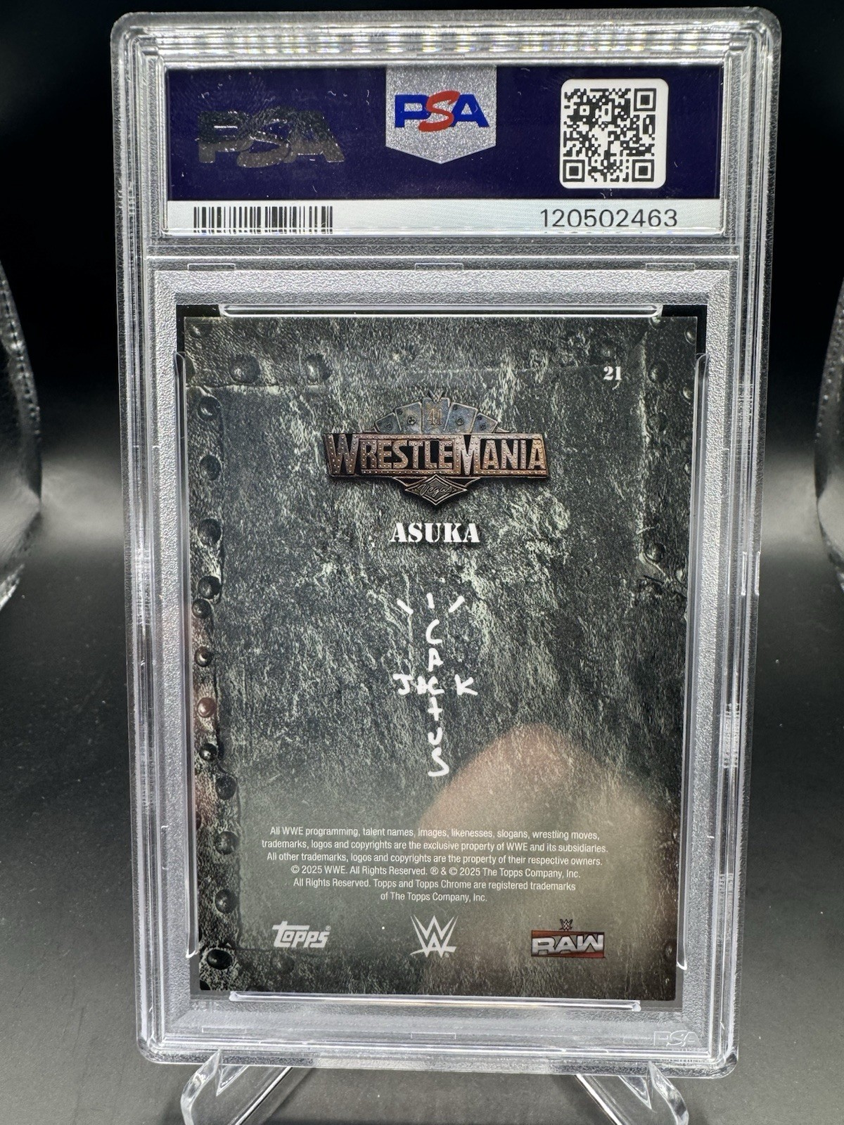 2025 Topps Chrome WWE x Cactus Jack Asuka Raywave Gold Refractor #/50 PSA 9 view 2