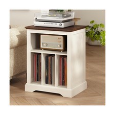 Farmhouse Record Player Stand, 3 Tier End Table, Turntable Stand with Vinyl R...