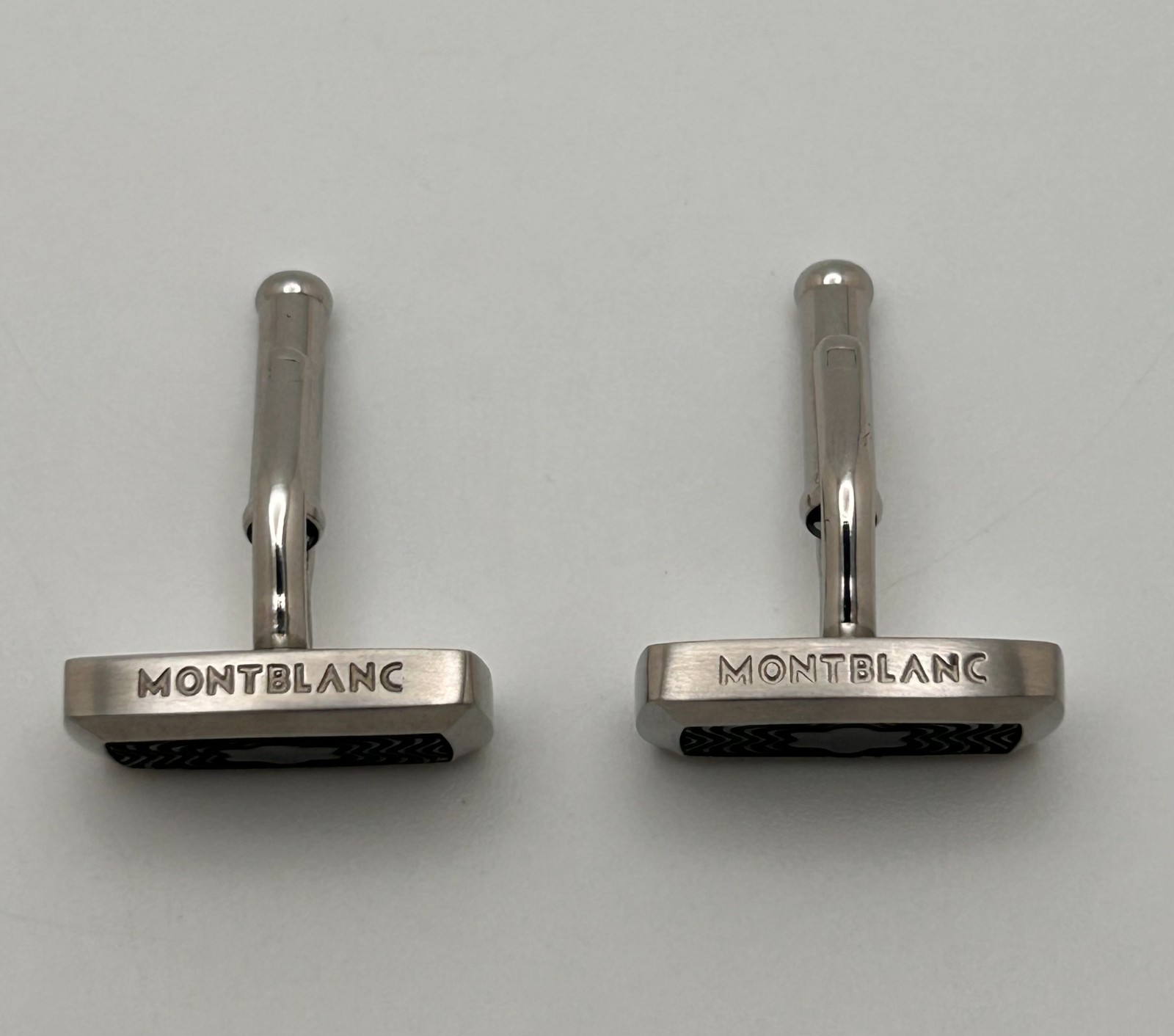 Montblanc Cufflinks Rectangular Rubber Inlay Star… - image 8