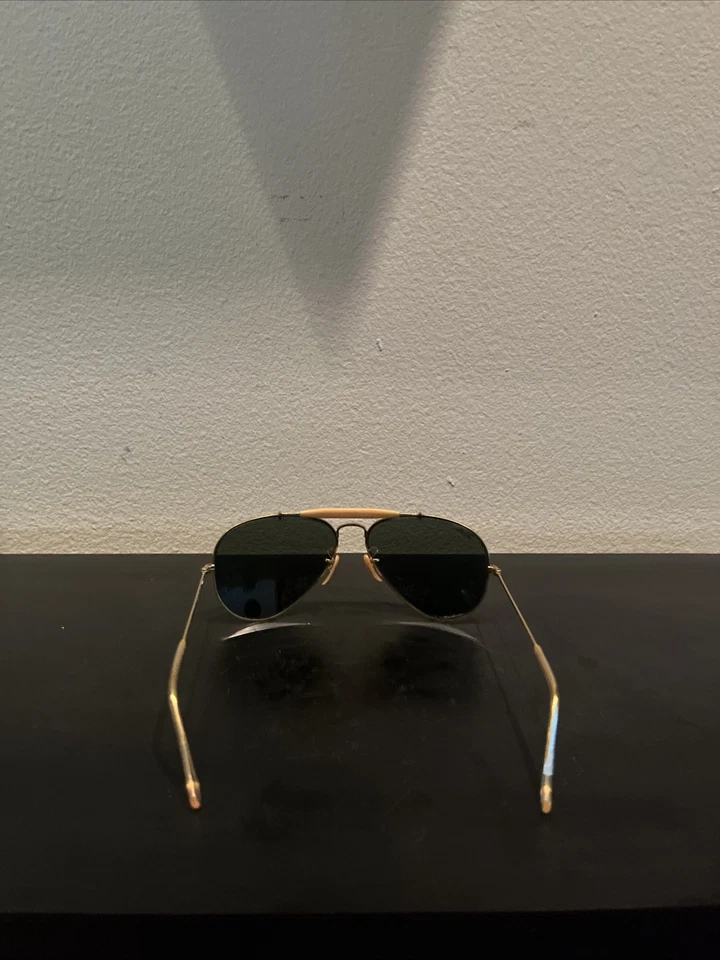 Gafas de sol Ray-Ban Aviator vintage con marco dorado, lentes verdes G-15 Foto 4 de 4