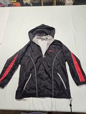 VINTAGE FILA Jacket Adult Large Black Red Pullover Wind Breaker 90s Nylon RARE