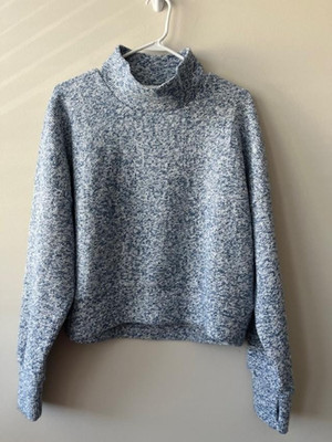 NWT Aerie Offline Cropped Snowday Mock Neck Sweater Blue Size Medium