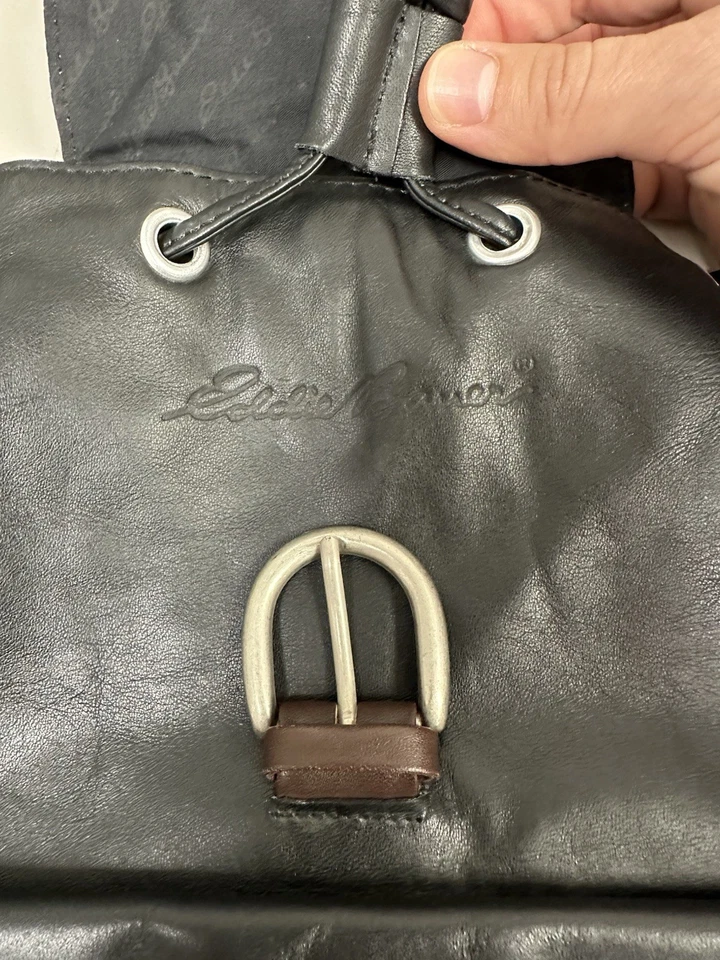 Mochila de cuero Eddie Bauer vintage - negra/marrón - hecha en Tailandia Foto 4 de 4