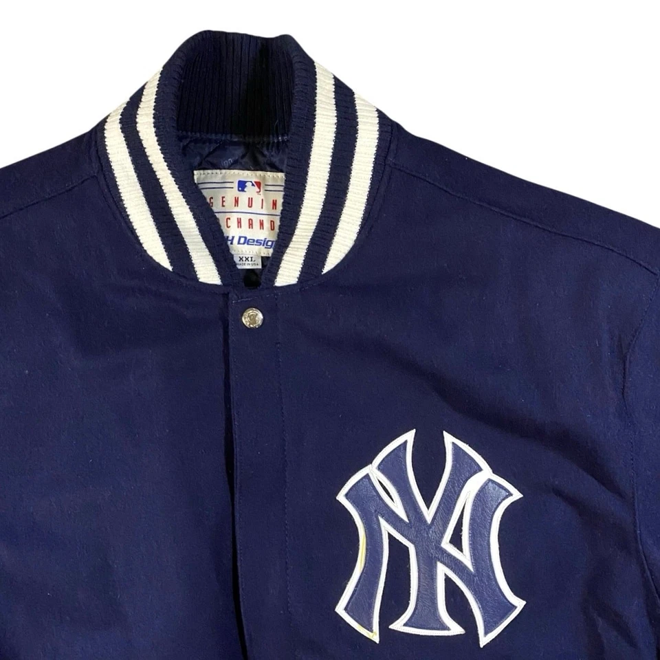 Chaqueta de cuero de lana vintage de los años 90 de los New York Yankees - 2XL Foto 3 de 4