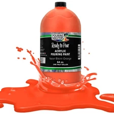 Pouring Masters Neon Bikini Orange 64-Ounce Water-Based Acrylic Pouring Paint