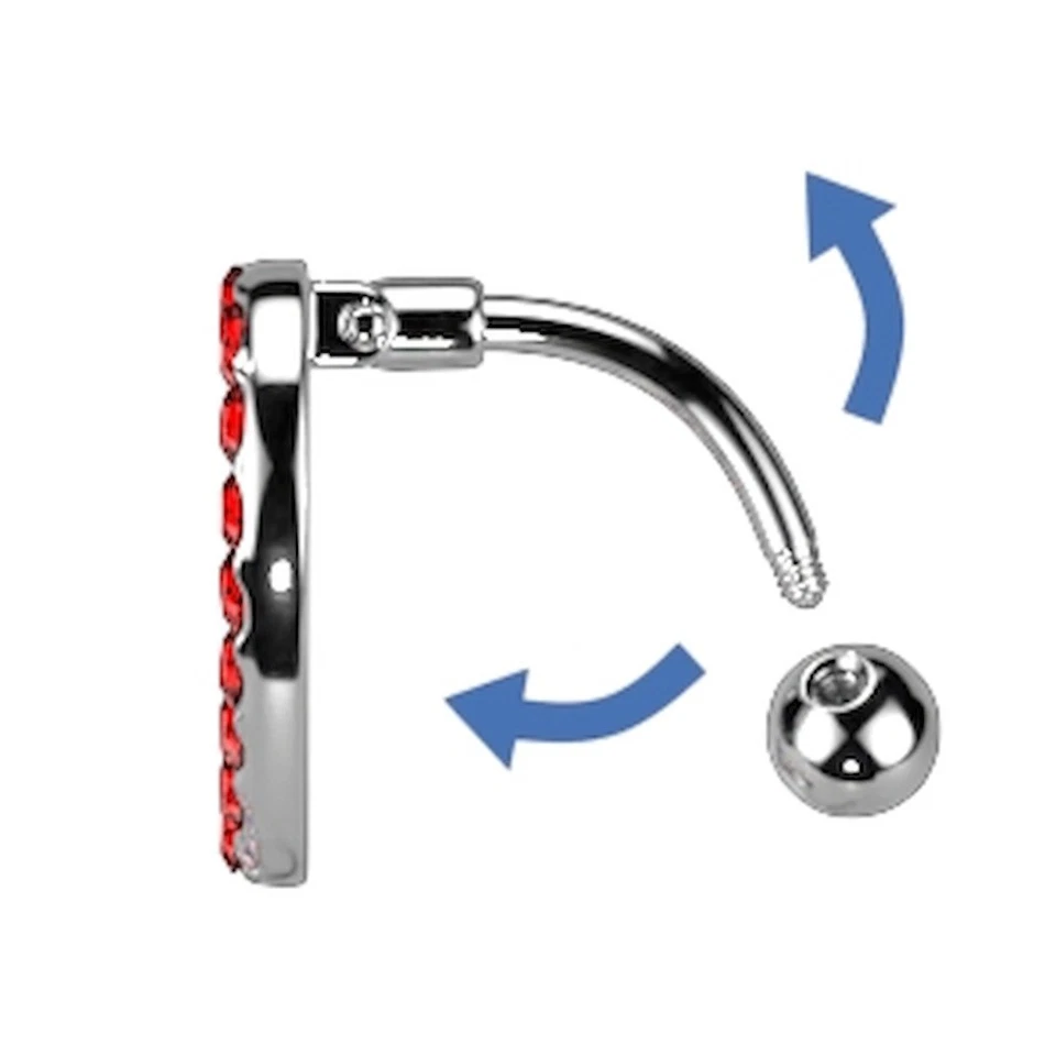 14G Surgical Steel Heart Belly Button Ring – CZ Paved with Swinging Top Down Bar - Image 2 of 2