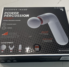 Sharper Image Power Percussion Edge Massage Gun White 4 Heads USB-C Pain Relief