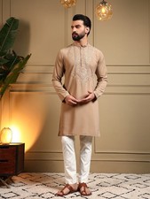 Elegant Men's Embroidered Kurta Pajama Set   Perfect for Wedding  Festive Wear