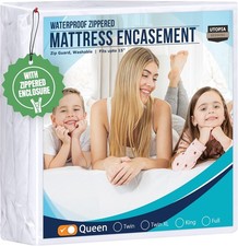 Utopia Bedding Queen Mattress Protector Zippered, 100 Waterproof Bed Bug and Du