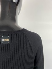 Just Cavalli Women's Black Wool Ribbed Sweater Size L