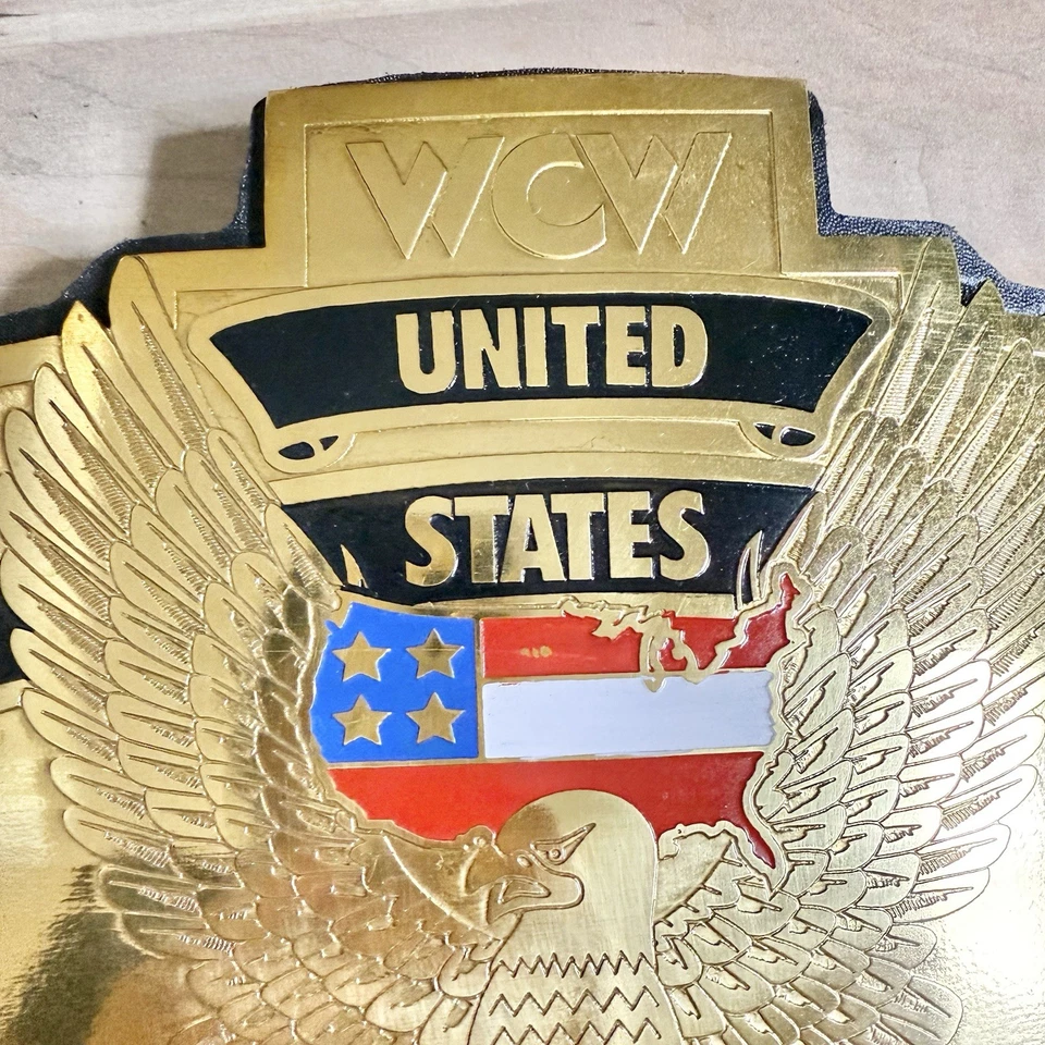 Cinturón de cuero WCW Campeonato de Estados Unidos enchapado grabado sin marca Foto 3 de 4