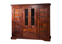 Highboard Kolonialstil Akazienholz Vitrine 160X142 Schrank Akazie Holz Massiv