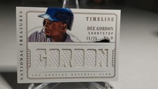 2014 Panini National Treasures #4 Dee Gordon Timeline Materials Names #/25