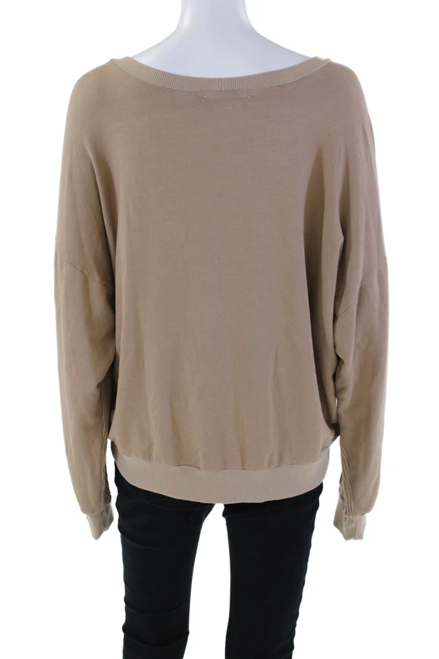 Красный высокий женщин вафли трикотажа падение плеча длинным рукавом свитер коричневый размер L - Изображение 3 из 4