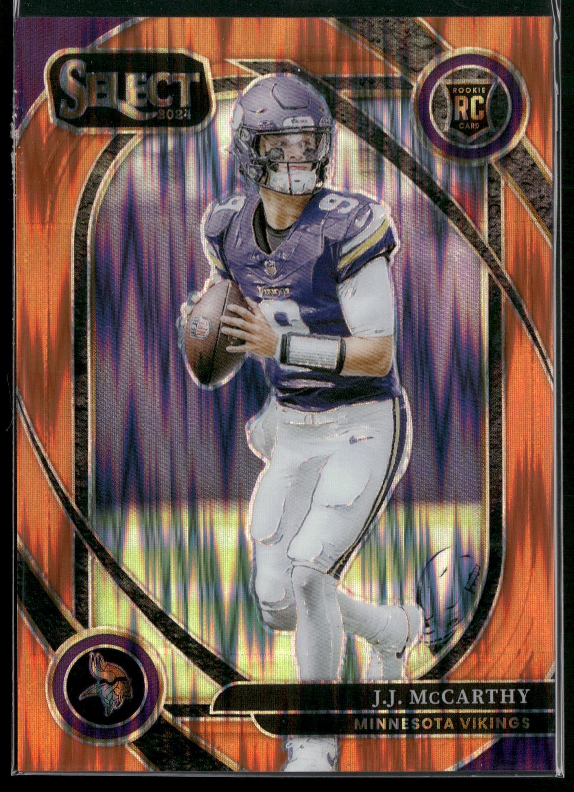 Rookie 2024 Panini Select #246 J.J. McCarthy Orange Prizm Shock #/399