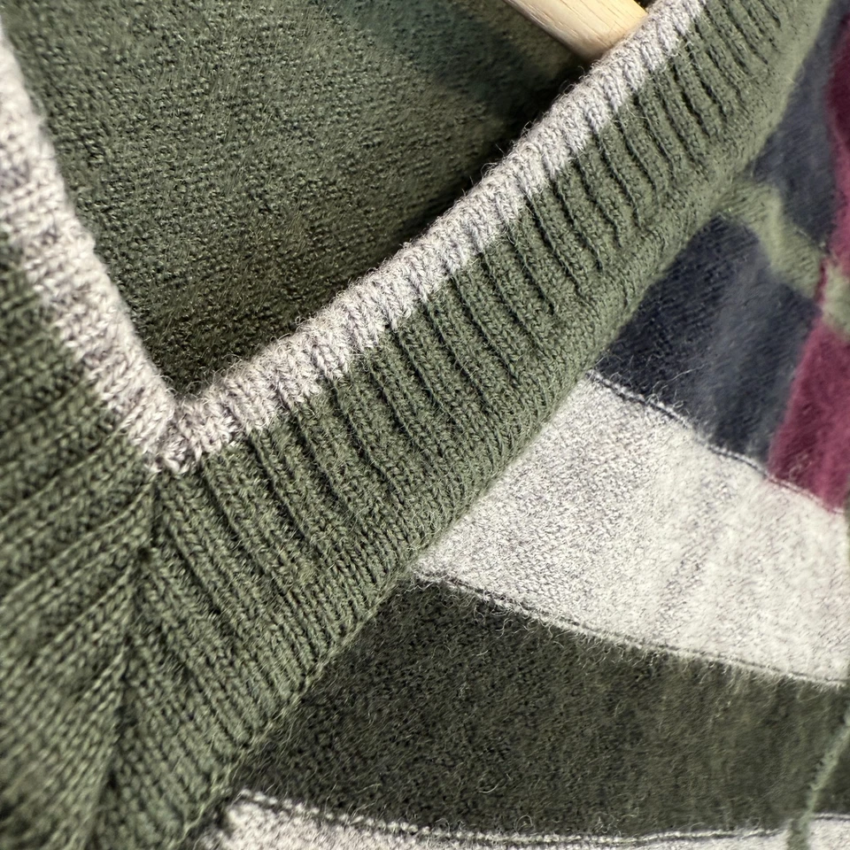 ETRO 100% Lana Suéter Chaleco Mujer XL Ventana Cuadros Rojo Verde Tejido Diseñador Foto 4 de 4