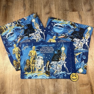 VTG 70's Star Wars BIBB Twin Sheet Set: Pillowcase, Flat & Fitted Sheet USA Made