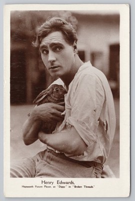Henry Edwards as Dippy rabbit in Broken Threads 1917 Film RPPC Postcard Hepworth