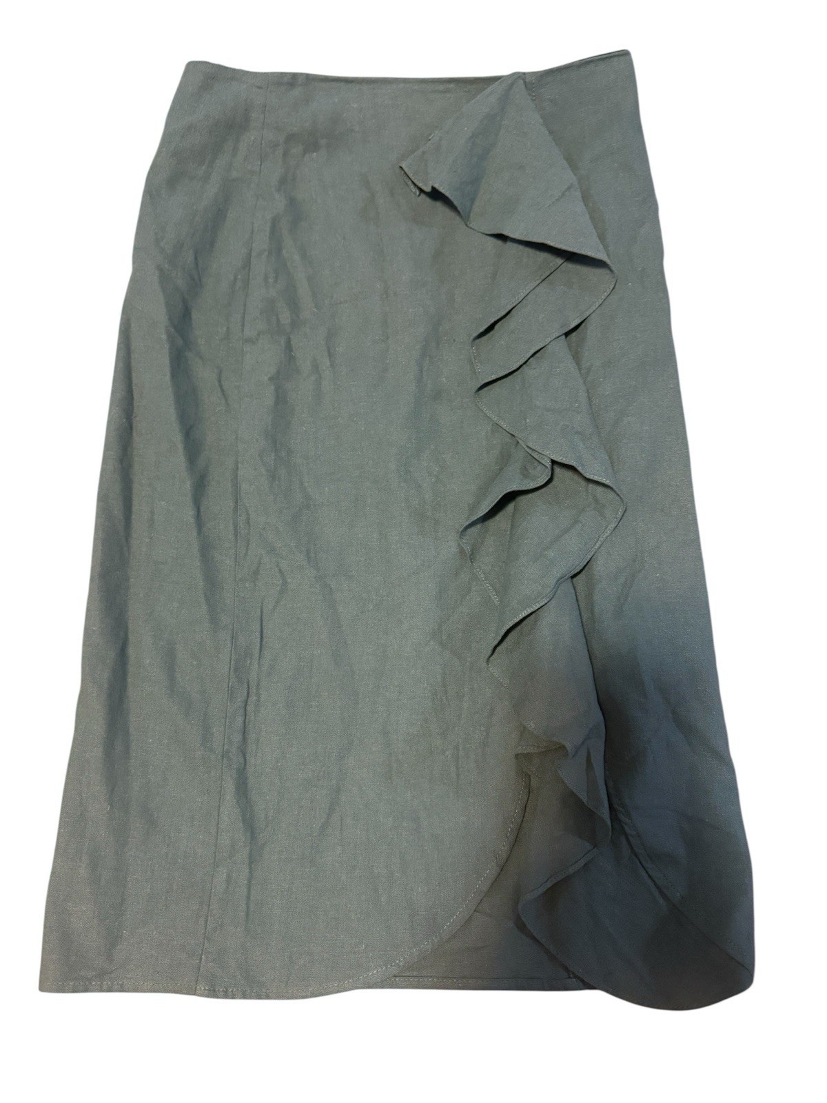 Zara Basic Green Frilly Knee Length Business  Cas… - image 1