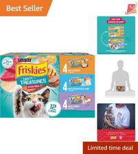 Wet Cat Food Variety Pack 12 Cans Pate Gourmet Seafood Poultry for Adult Cats