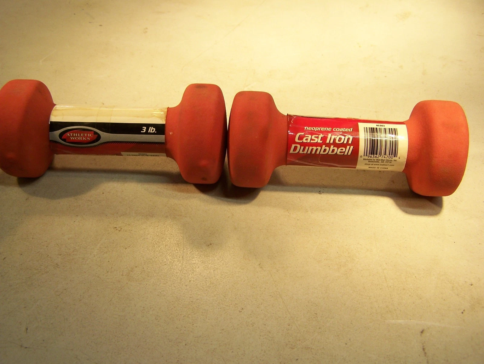 2x Red Dumbbell, Pair 3lb Cast Iron Dumbbell by Athletic Works