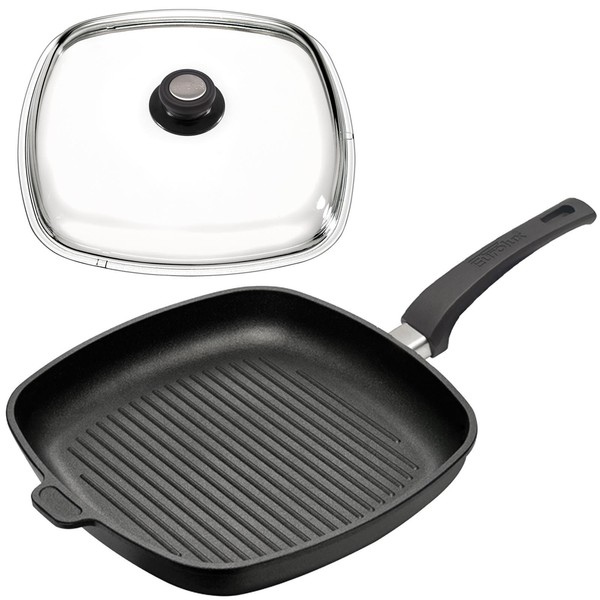 Eurolux Grillpfanne 28X28 Cm Eckig Pfanne Aluguss Antihaft Beschichtet & Deckel-image