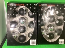 2015 Ornaments The Christmas Shoppe Black & Silver Scrolled Glitter