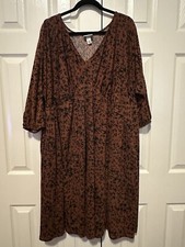Ava & Viv Womens Size 2X Dress V Neck 3/4 Dolman Sleeve Knit Empire Waist Casual