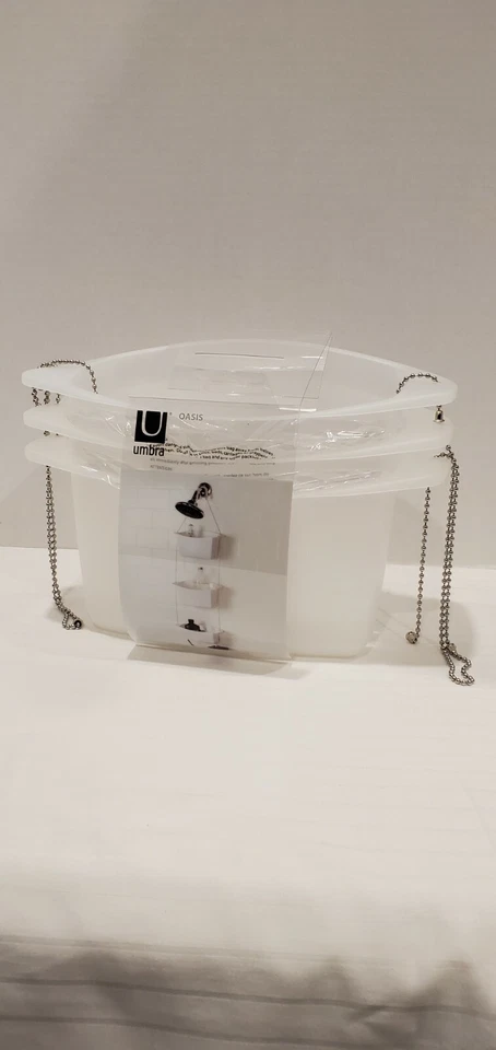 Carrito de ducha colgante Umbra Oasis - 3 canastas - blanco esmerilado - NUEVO Foto 2 de 4