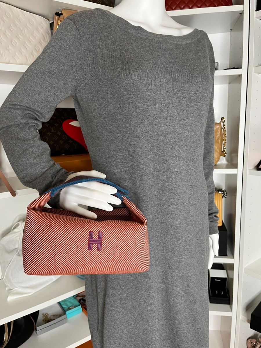 HERMES Bride-A-Brac H Natte Wool PM Tomette Red Blue Pouch