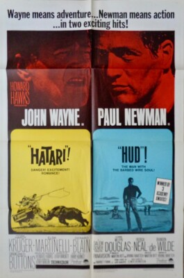 HATARI / HUD one sheet movie poster 27x41 JOHN WAYNE PAUL NEWMAN R67 | eBay