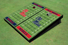 University Of Mississippi Alternating Football Field Custom Cornhole Boards
