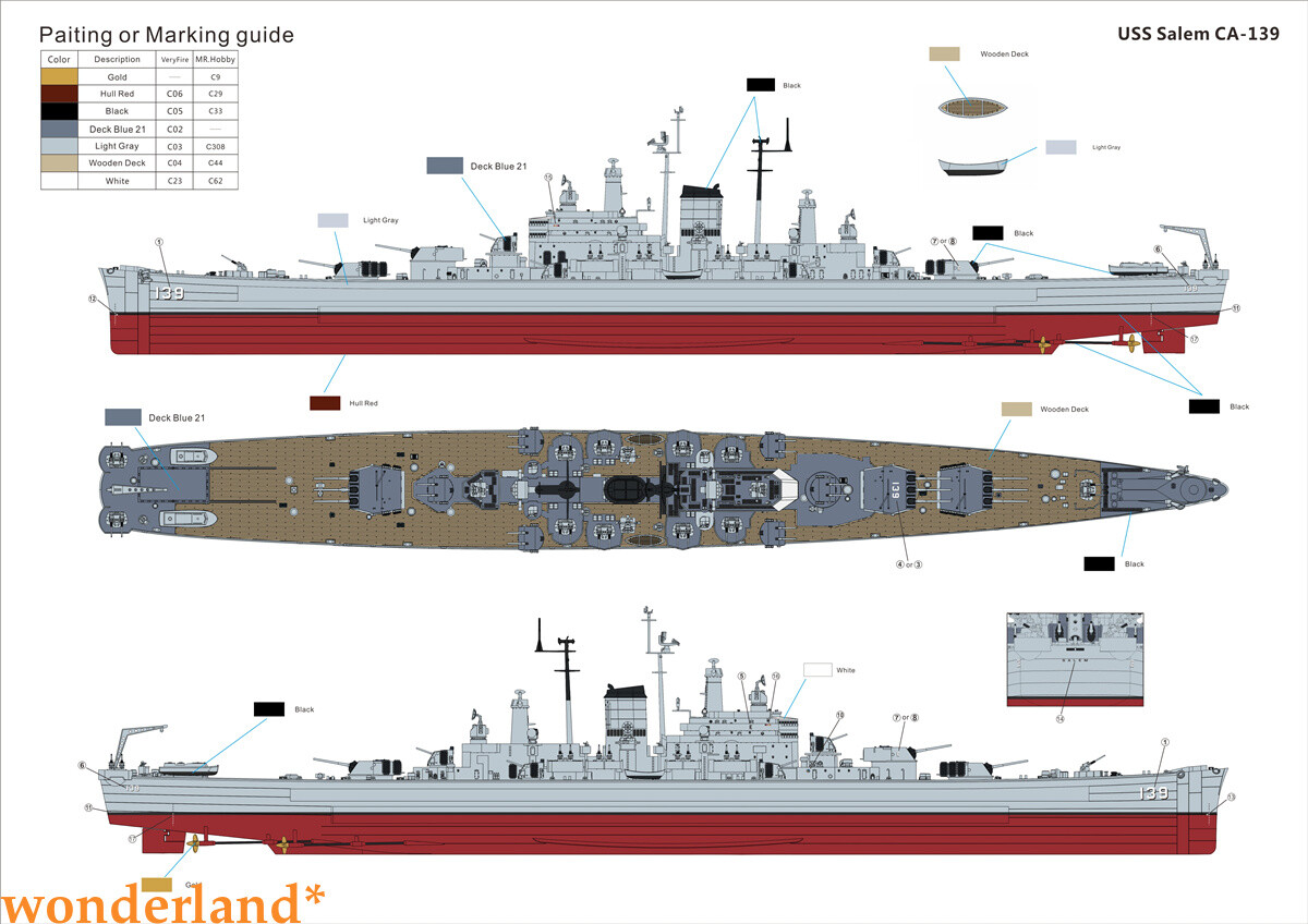 USS Salem CA-139 1/350 プラスチックキット USS Salem CA-139 Heavy Cruiser 1/350 Very Fire