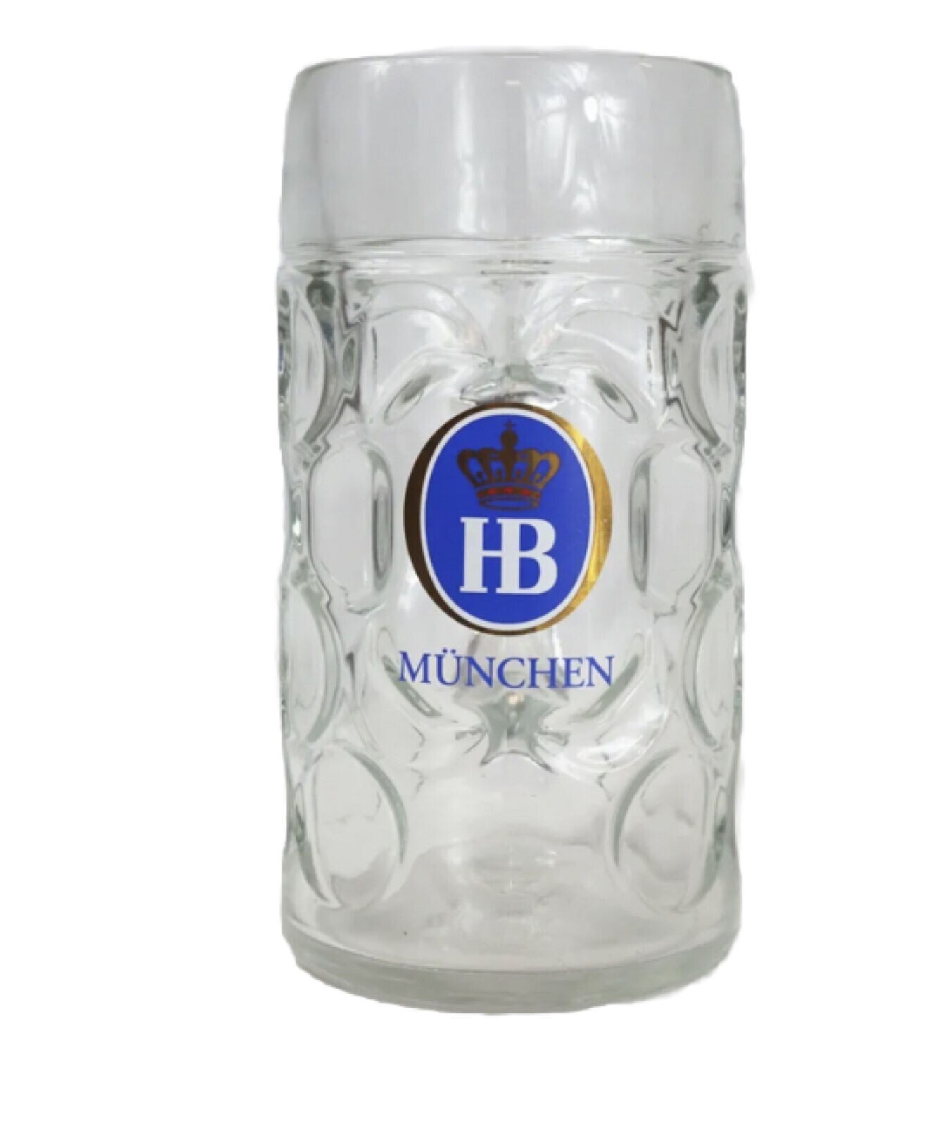 GERMANY 1L dimple Beer Bier Glass, Mug, CREST HB, MUENCHEN. ManCave