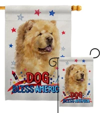 Patriotic Cream Chow Garden Flag Animals Dog Decorative Gift Yard House Banner
