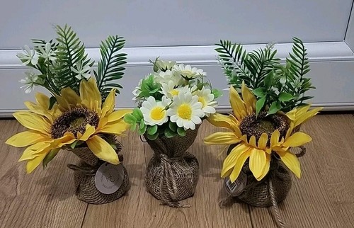 3× 17CM HOHE BLUMENGESTECKE IM TOPFSTIL UNECHTE TOPFPFLANZEN - Bild 2 von 10