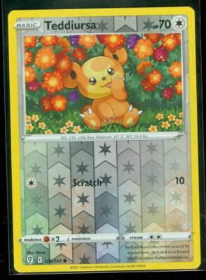 Pokemon - TEDDIURSA 126/203 - REVERSE HOLO  - Evolving Skies - NM/M - New