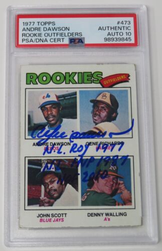 Andre Dawson EXPOS HOF Signed Autograph 1977 Topps Rookie Card 473 PSA 10 Auto
