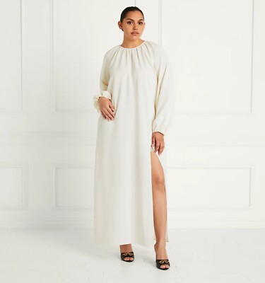 NWT Hill House Womens The Simone Dress XL Crepe Open Back Slit Quiet Luxury  | eBay