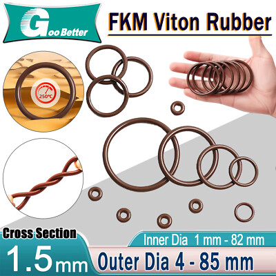 Metric Vitons Rubber FKM O Ring Seals 1.5mm Cross Section 1-82mm ID Brown o-ring