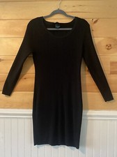 Rue Plus 1X Black Ribbed Knit Sweater Mini Dress