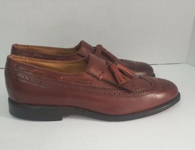 Allen Edmonds Colfax Brown Leather Kilt Tassel Wingtip Loafer Shoe Mens 11.5 AAA Vintage Allen Edmonds Woodstock Tan Kiltie Tassel Loafers  main image 3