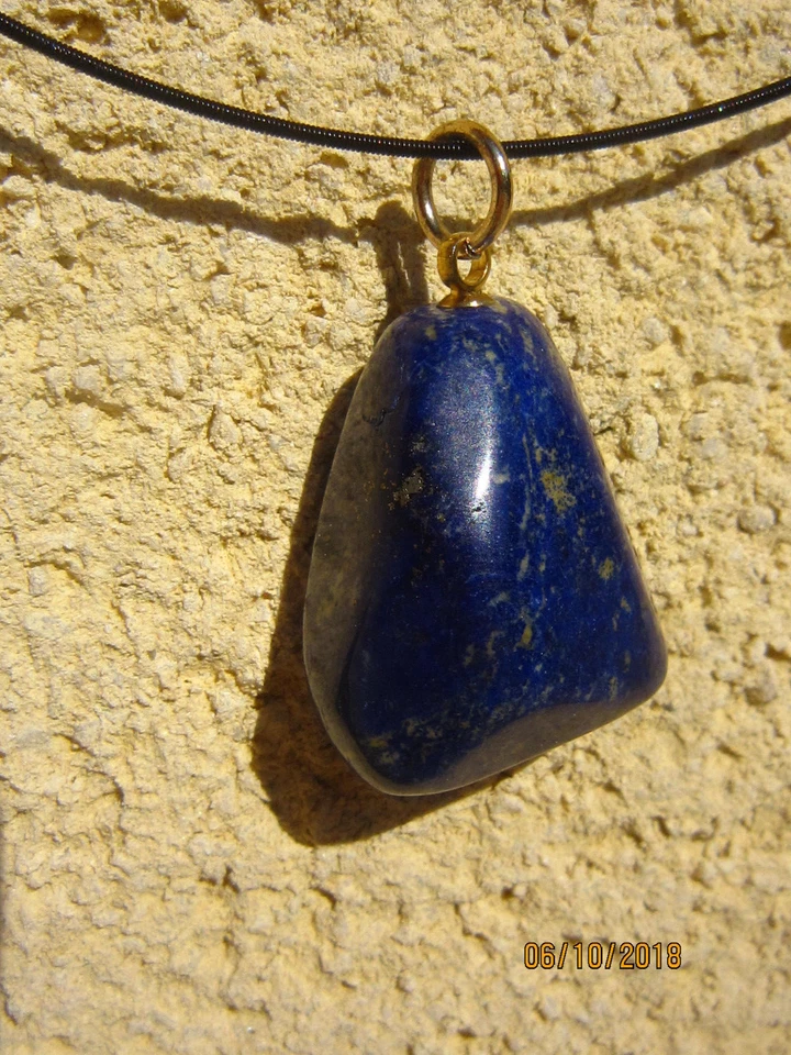 Lapis lazuli-pendentif collier *jonc réglable*bleu foncé-COLLIER- MINERAUX NEUFS - Photo 4/4