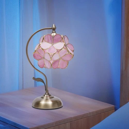 European Style Pink Petal Table Lamp Eye Protection E27 Bedside Nightstand Light